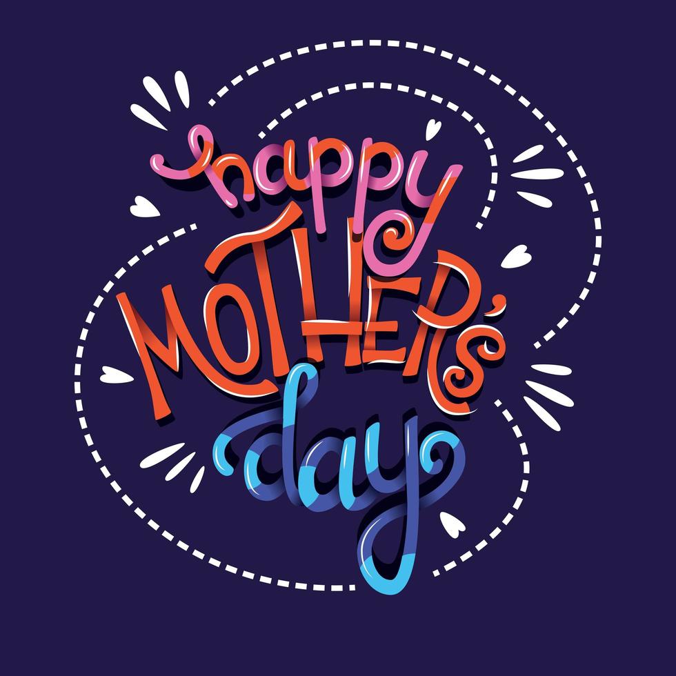 Happy Mothers Day, handbokstäver typografi vektor