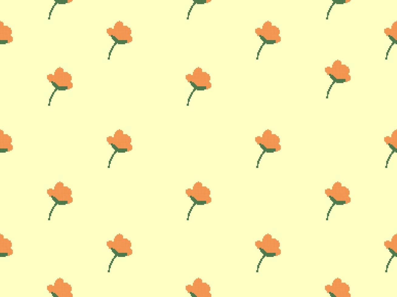 blomma seriefigur seamless mönster på gul background.pixel stil vektor