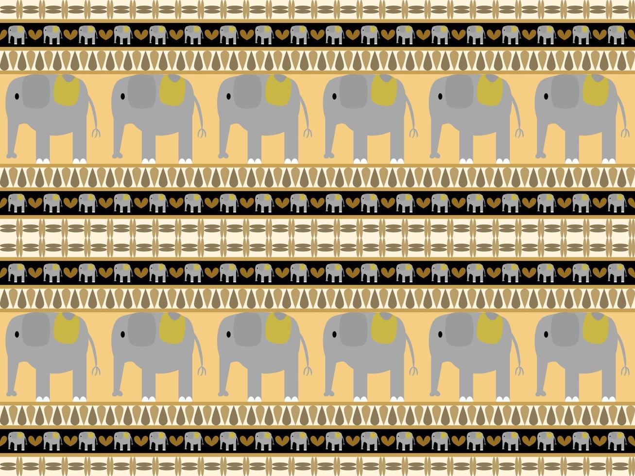 Nahtlose Muster Elefant Zeichentrickfigur auf orangem Hintergrund vektor