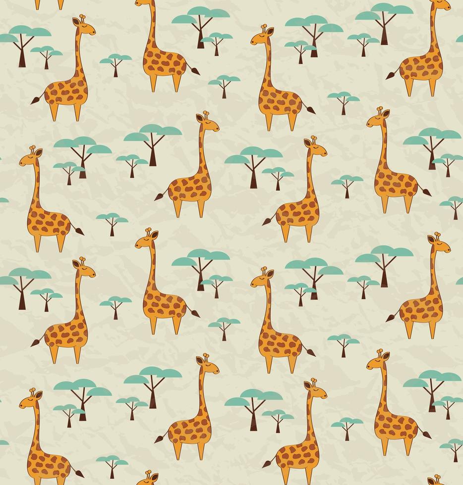 Nahtloses Muster mit Giraffen und Bäumen vektor