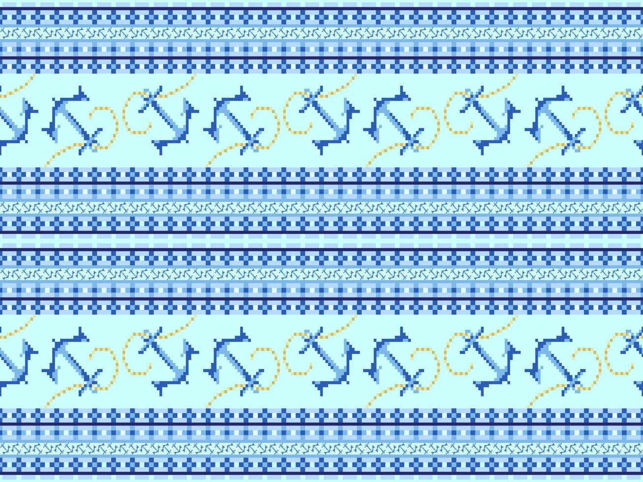 ankare seriefigur seamless mönster på blå background.pixel stil vektor