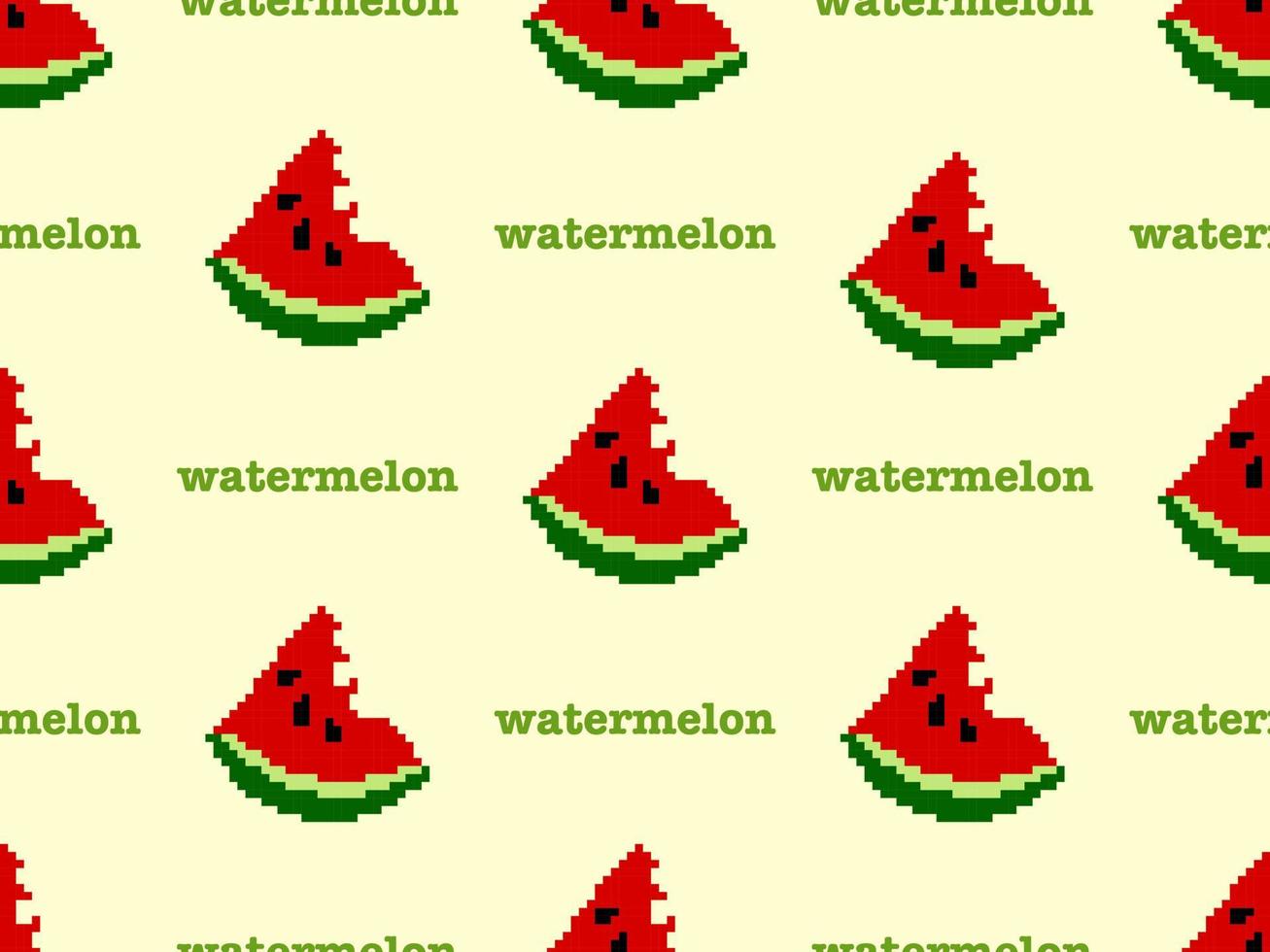 vattenmelon seriefigur seamless mönster på gul background.pixel stil vektor