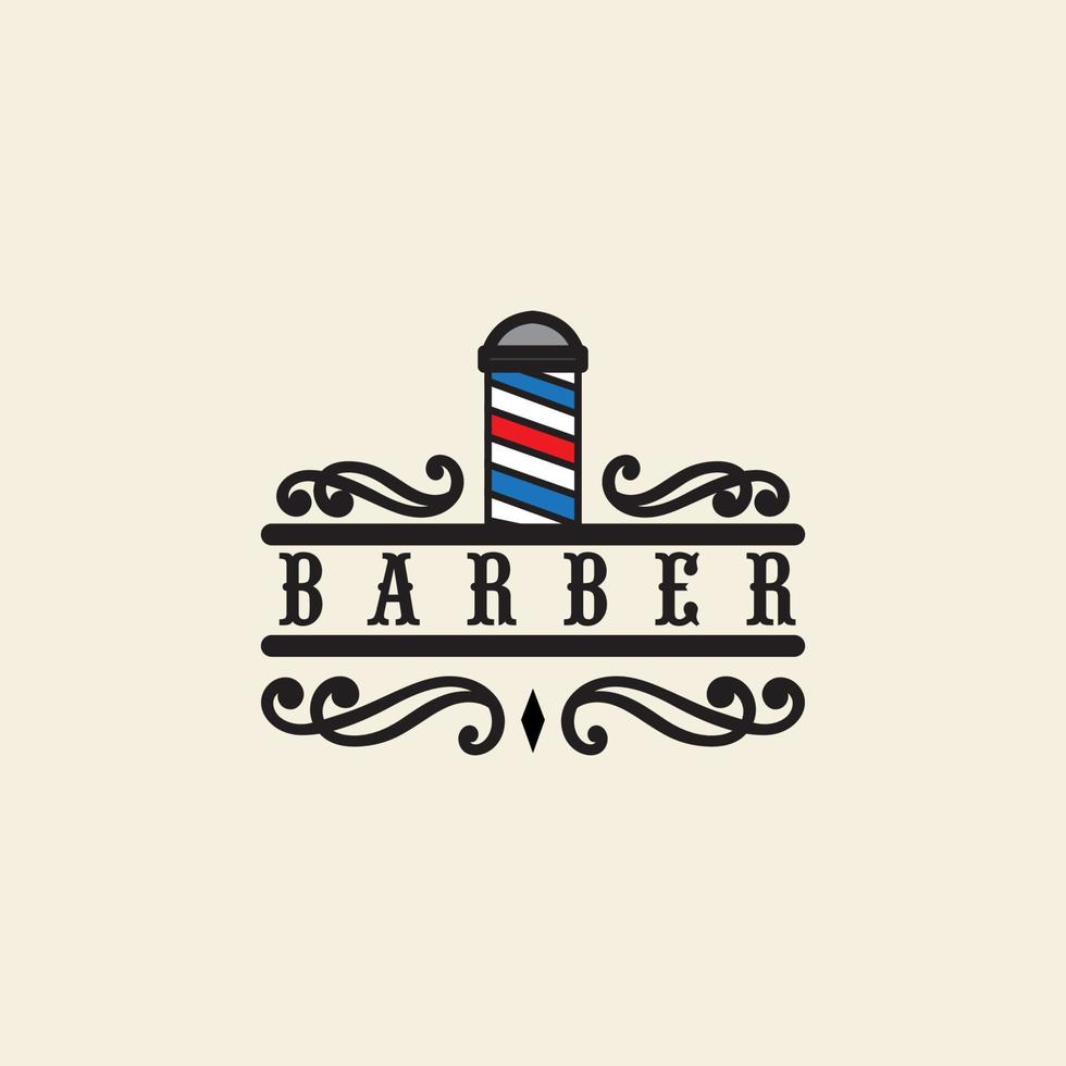 barbershop med vintage linje stil logotyp vektor ikon symbol illustration designmall