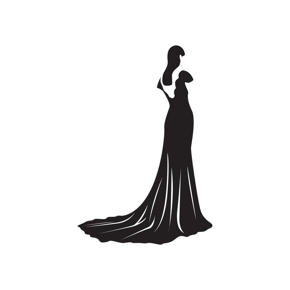 bröllopsklänning kvinnor kläder boutique store logotyp vektor ikon symbol illustration design