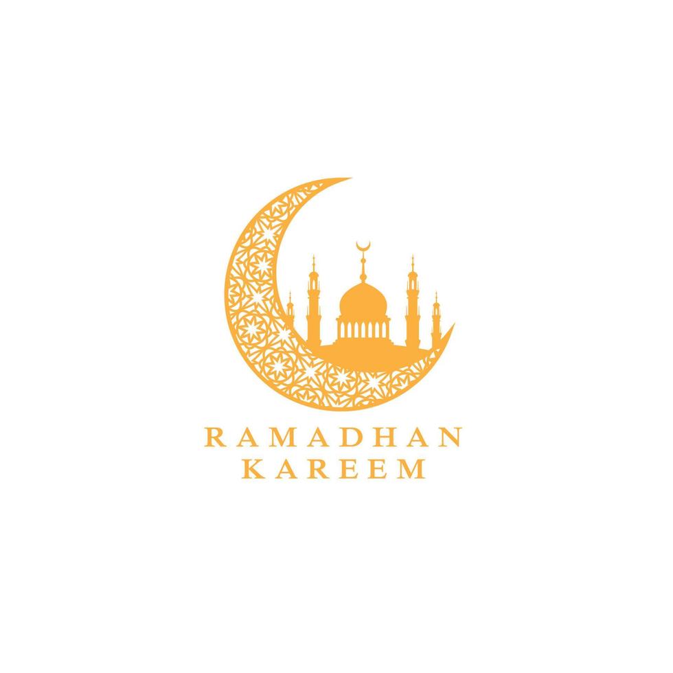 ramadhan kareem eid al fitr islamisk moské halvmåne islamisk prydnad logotyp vektor ikon symbol illustration design