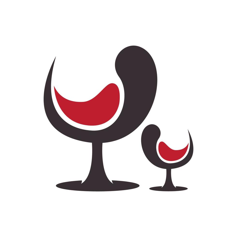 glas vin på natten med party logotyp vektor ikon symbol illustration design