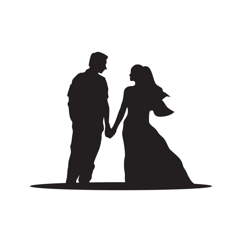 romantiskt bröllop älskade logotyp vektor ikon symbol illustration design siluett