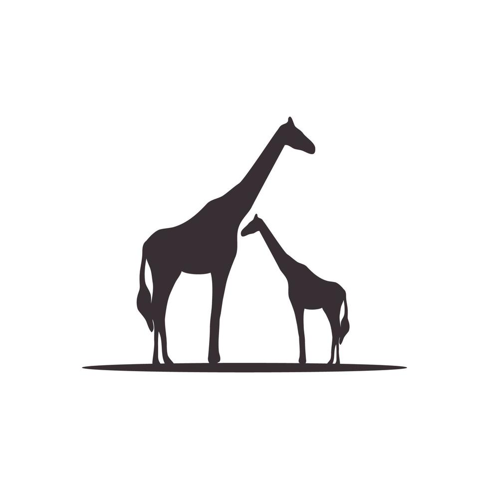 giraffe mit familie silhouette logo design vektor symbol illustration