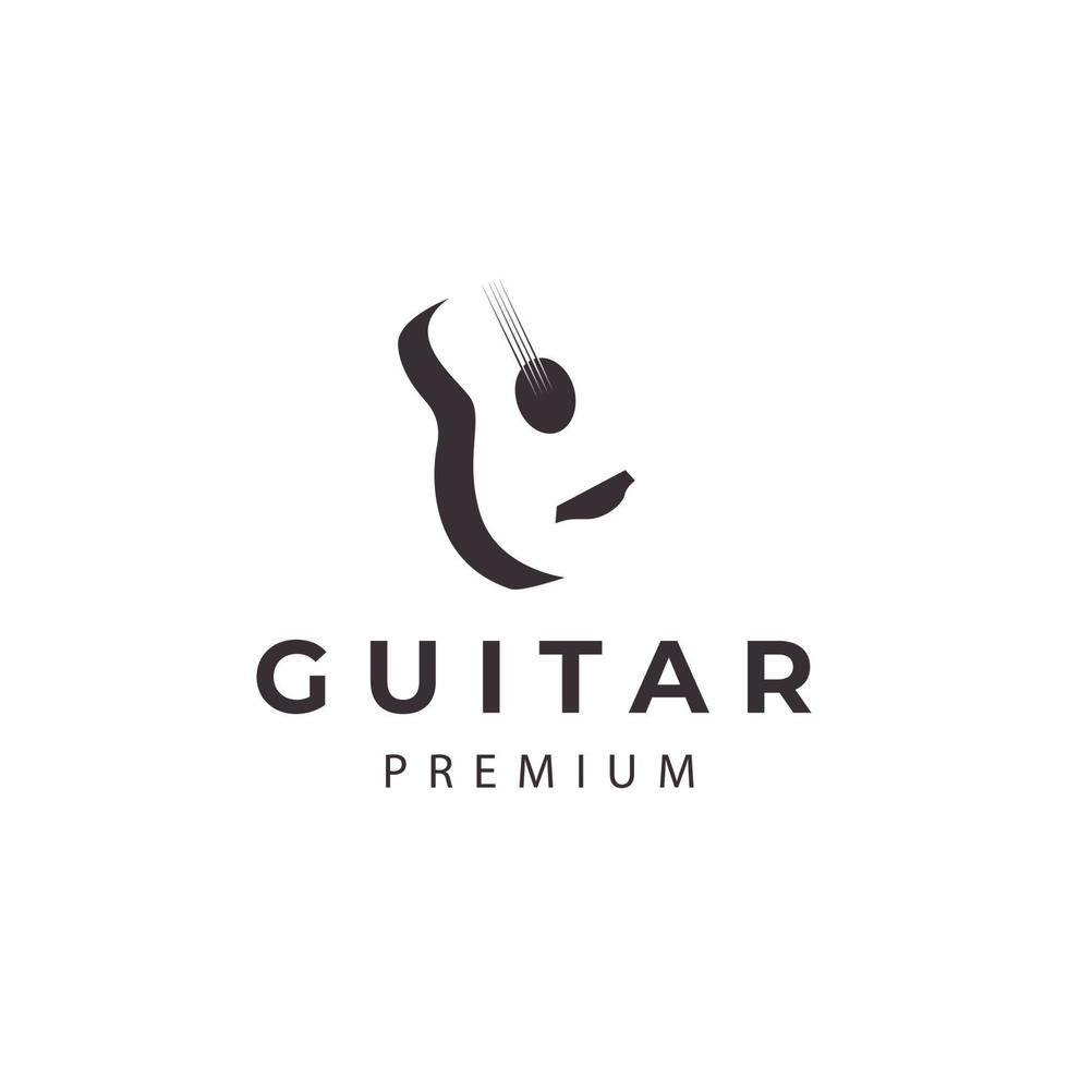 gitarr logotyp gitarrsträngar musikinstrument vektor ikon symbol illustration designmall