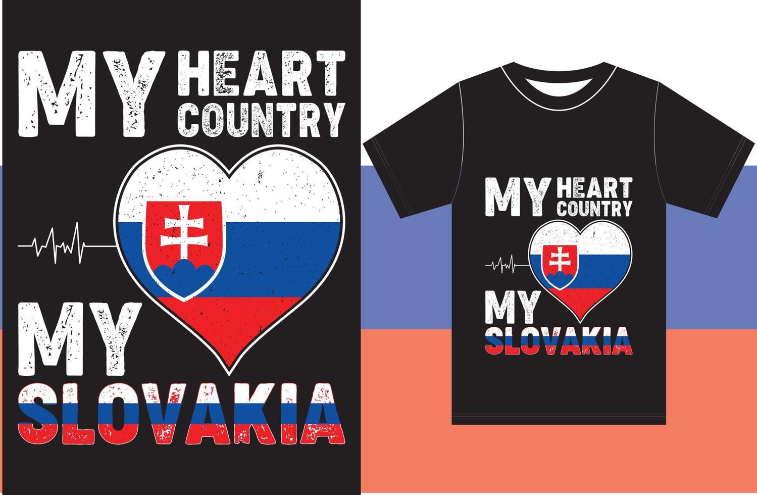 mitt hjärta, mitt land, mitt slovakien. slovakien flagga t-shirt design vektor