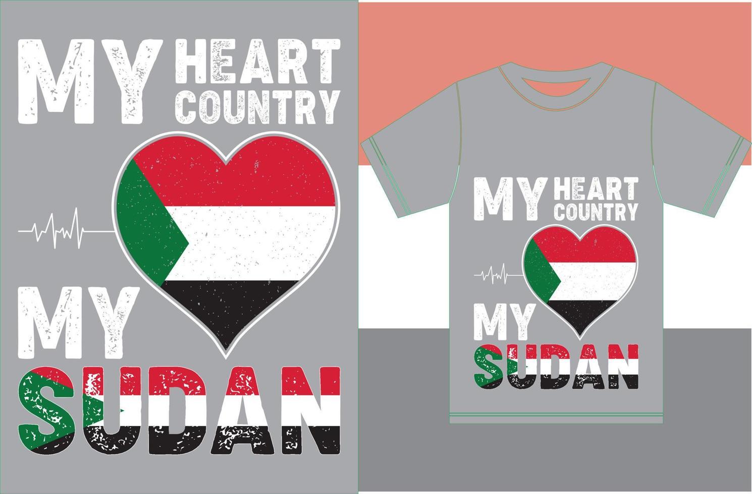 Mein Herz, mein Land, mein Sudan. Sudan-Flaggen-T-Shirt-Design vektor