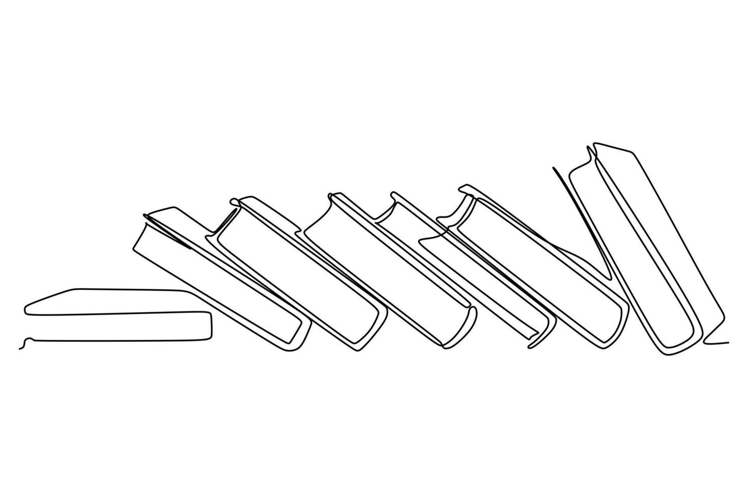 kontinuerlig enkel linjeteckning av fallande böcker. vektor illustration utbildningsmaterial tillbaka till skolan tema eller koncept