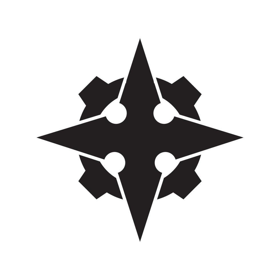shuriken ninja mit getriebe logo design, vektorgrafik symbol symbol illustration kreative idee vektor