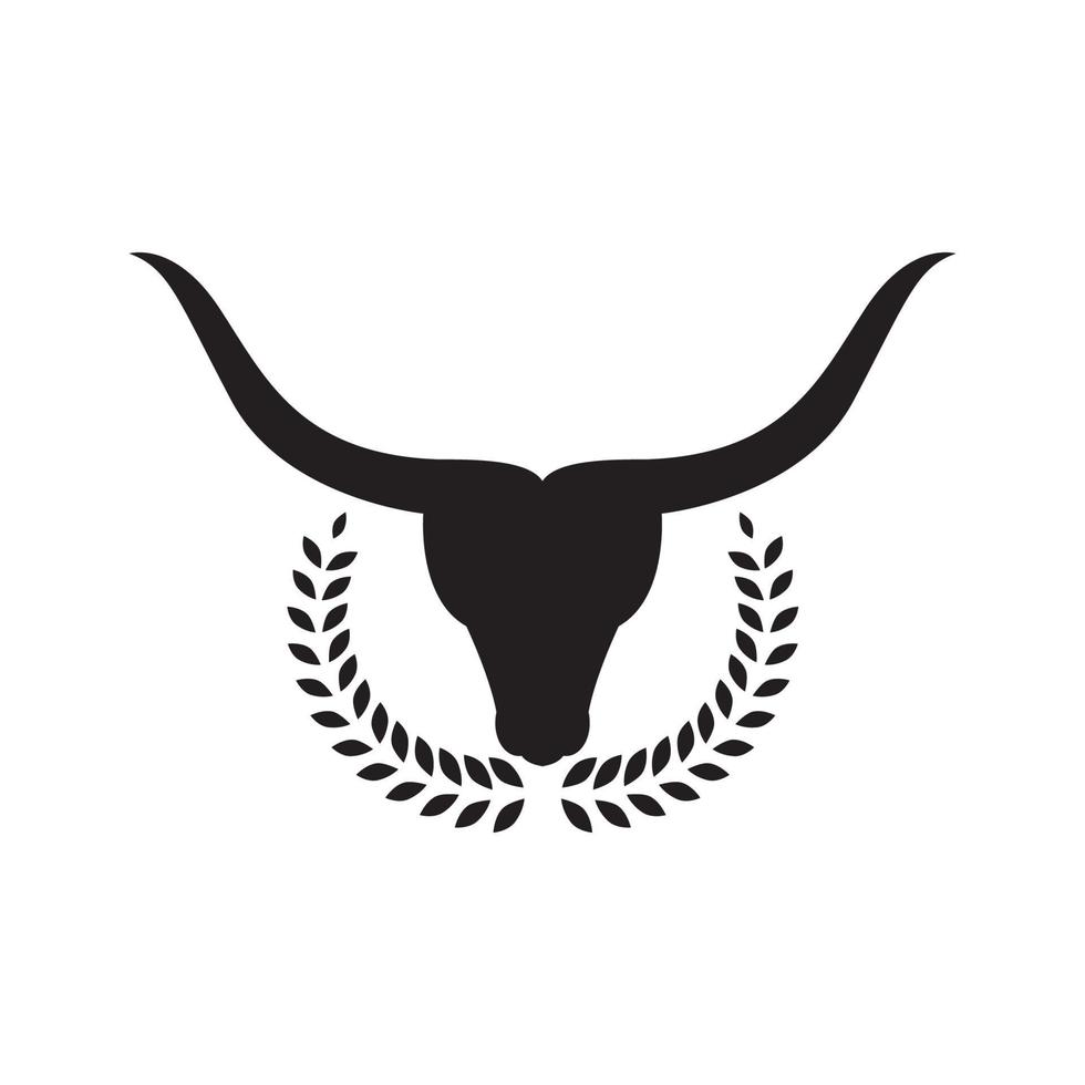 Kopf Kuh langes Horn Logo Design, Vektorgrafik Symbol Symbol Illustration kreative Idee vektor