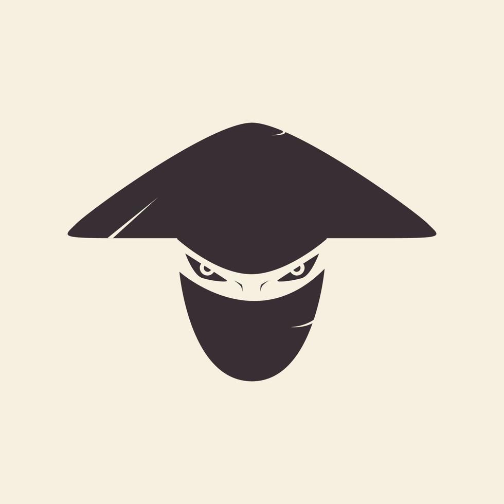 hipster samurai mit hut logo design, vektorgrafik symbol symbol illustration kreative idee vektor