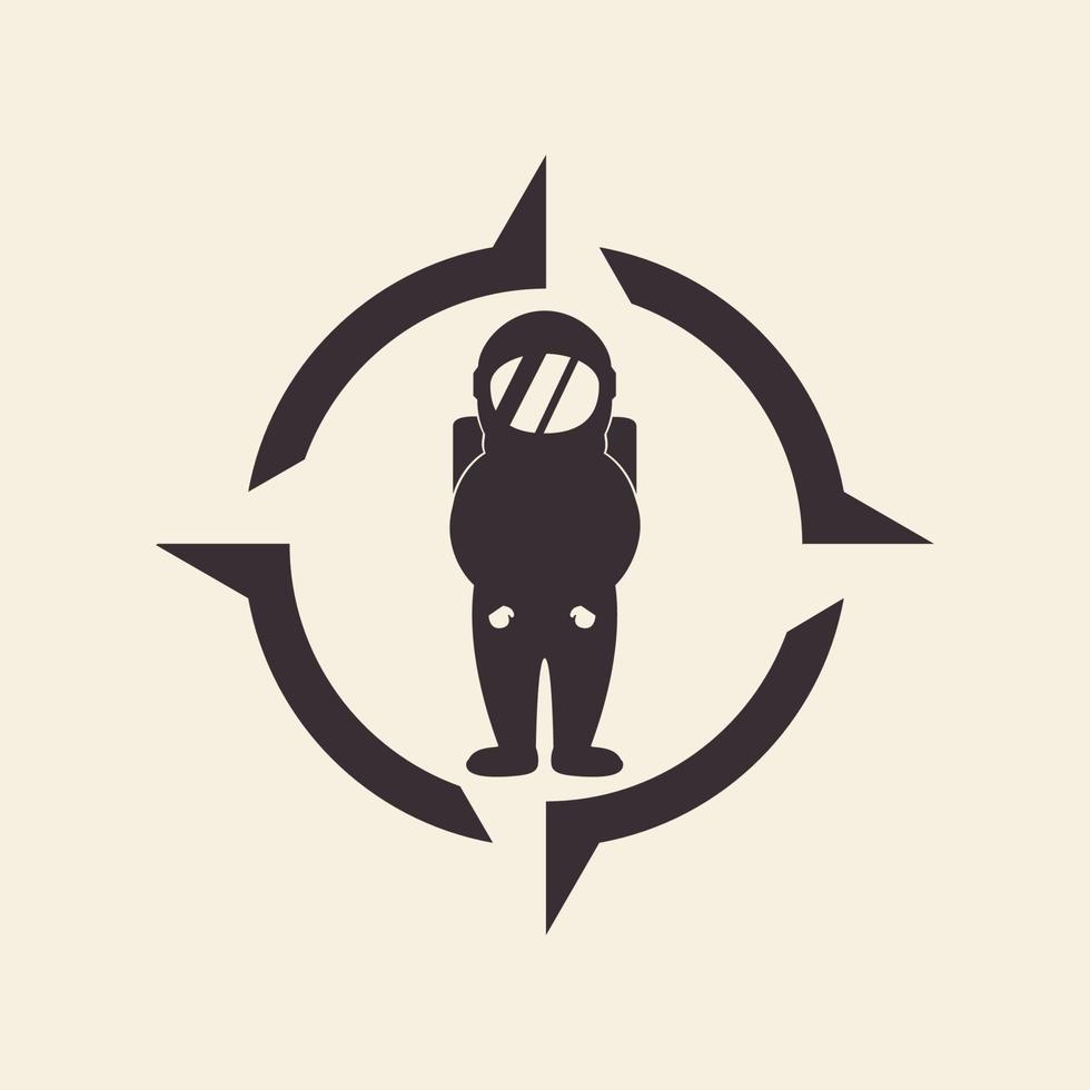astronaut med kompass utrymme logotyp design, vektor grafisk symbol ikon illustration kreativ idé