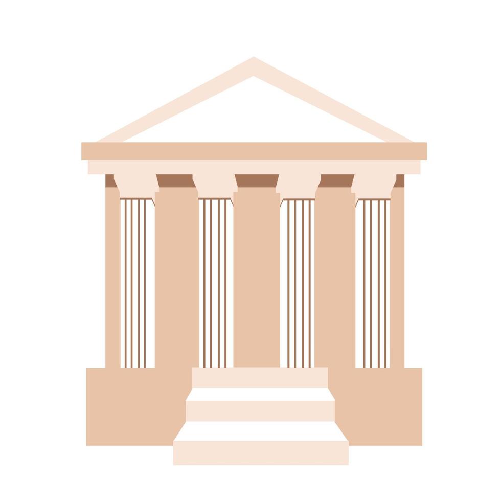 Gebäude mit Spaltenvektorvorratillustration. die Struktur der Bank. antikes Herz. getrennt auf einem weißen Hintergrund. griechischer Tempel. vektor