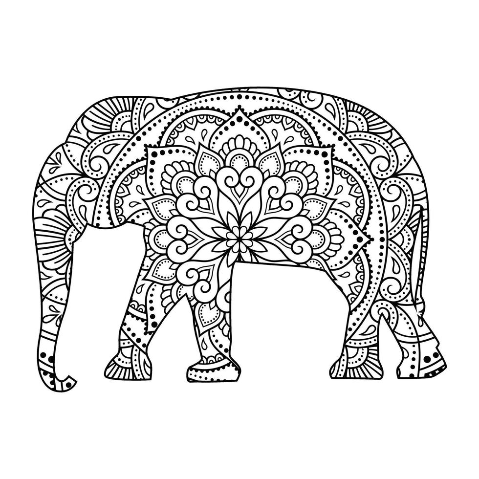 mandala elefant målarbok vektor