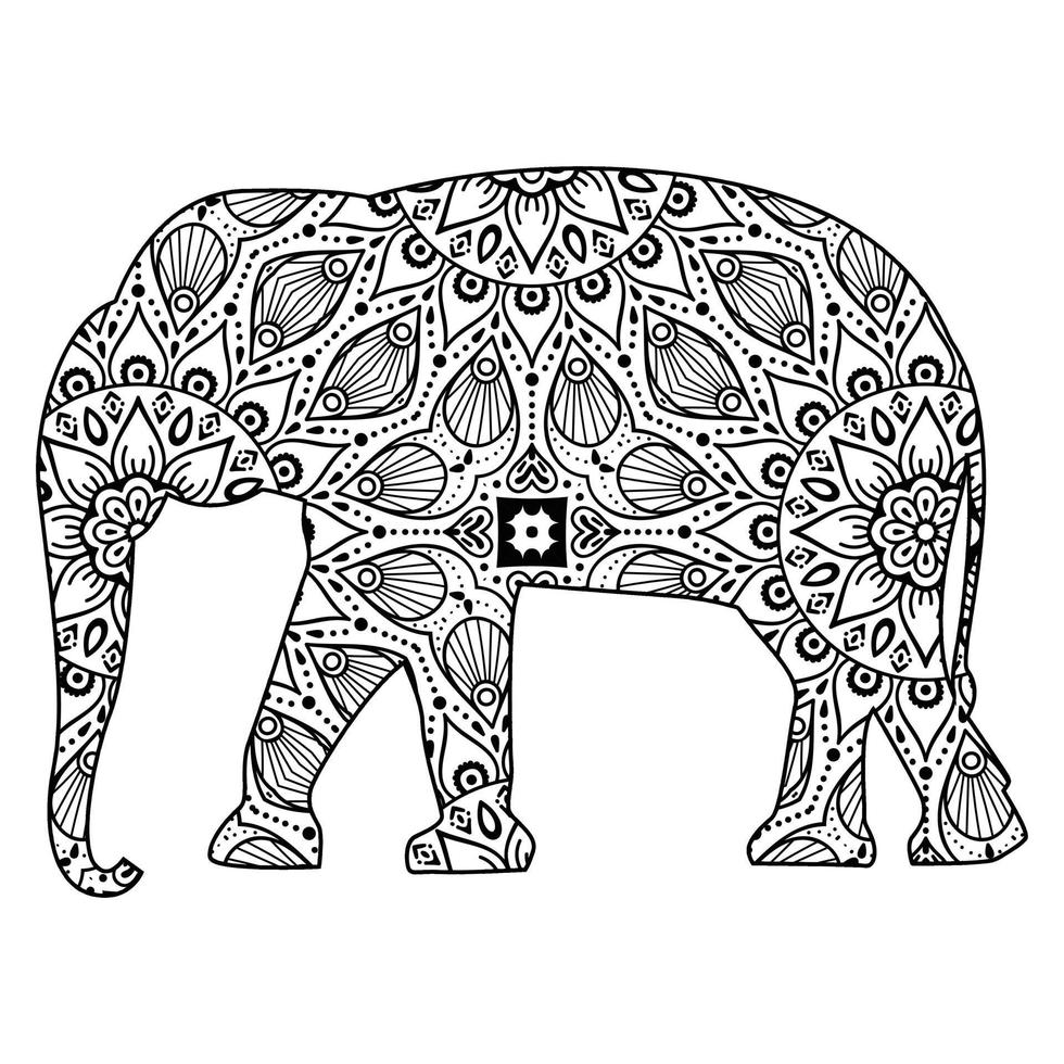 mandala elefant målarbok vektor