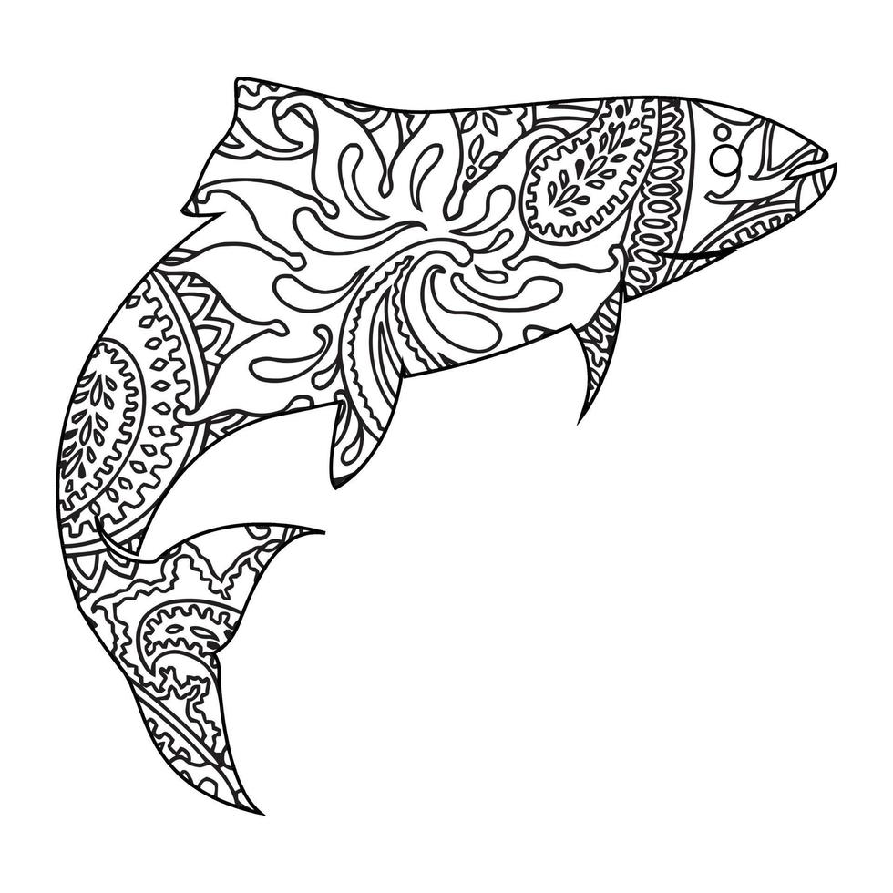 mandala fisch ausmalbilder vektor