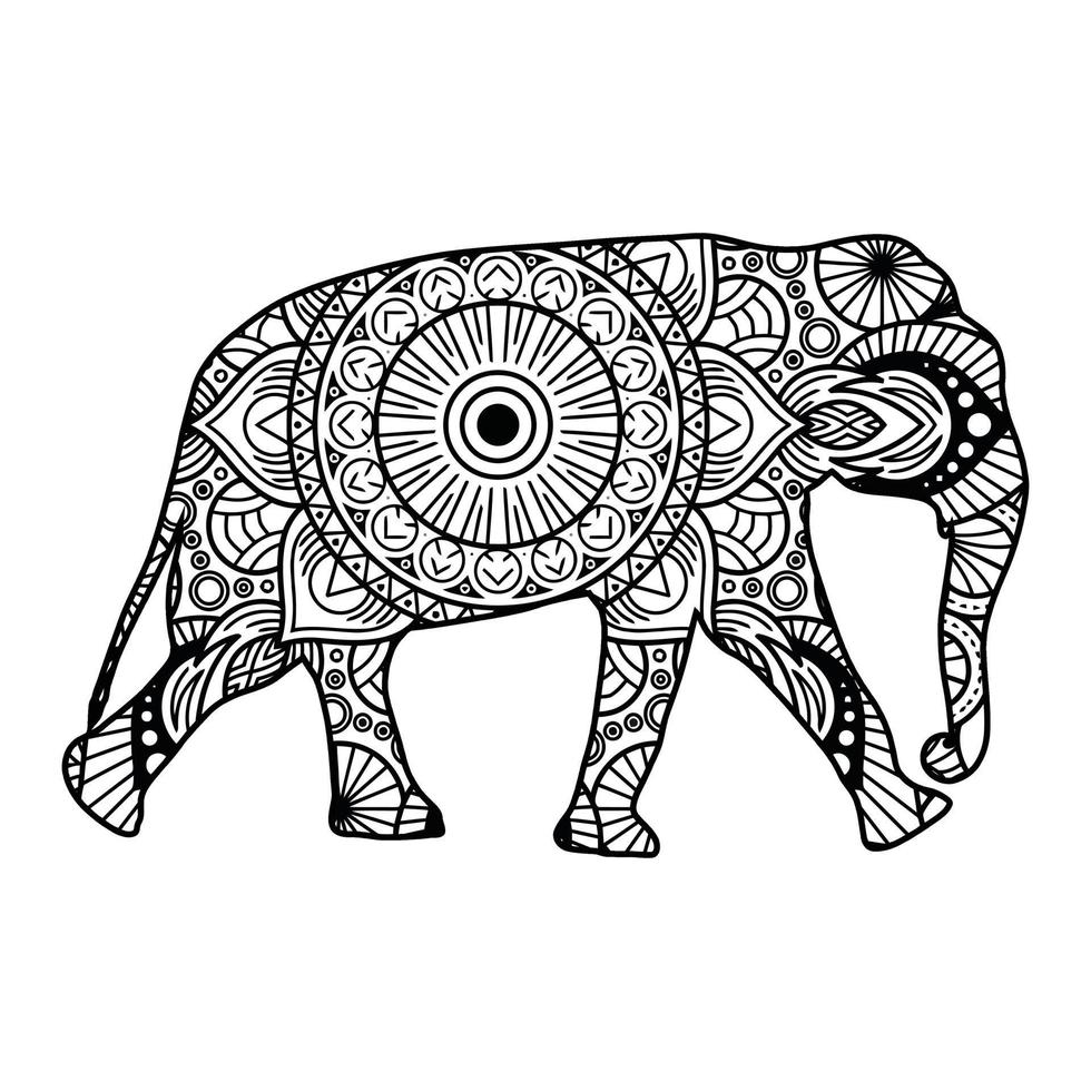 mandala elefant målarbok vektor