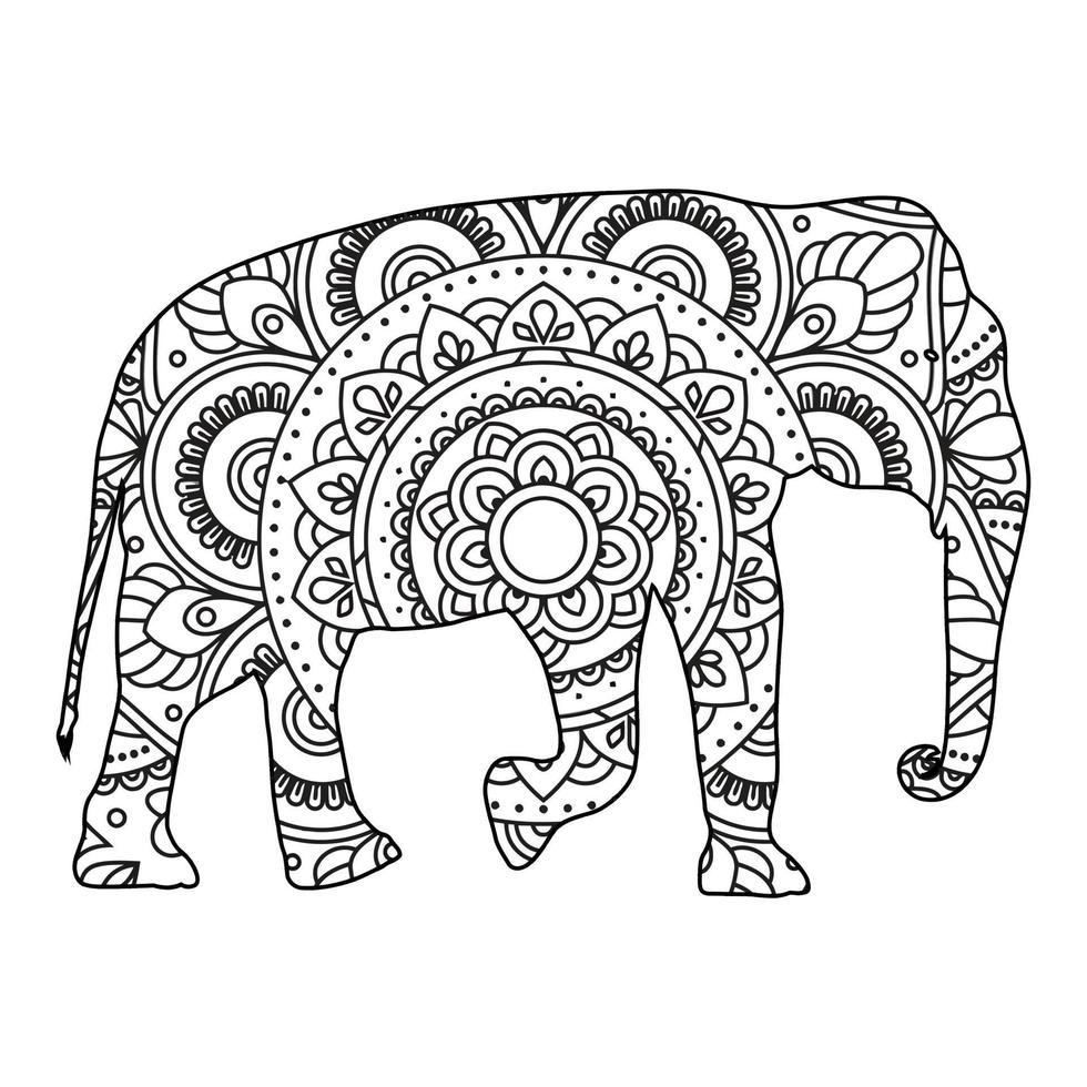 mandala elefant målarbok vektor