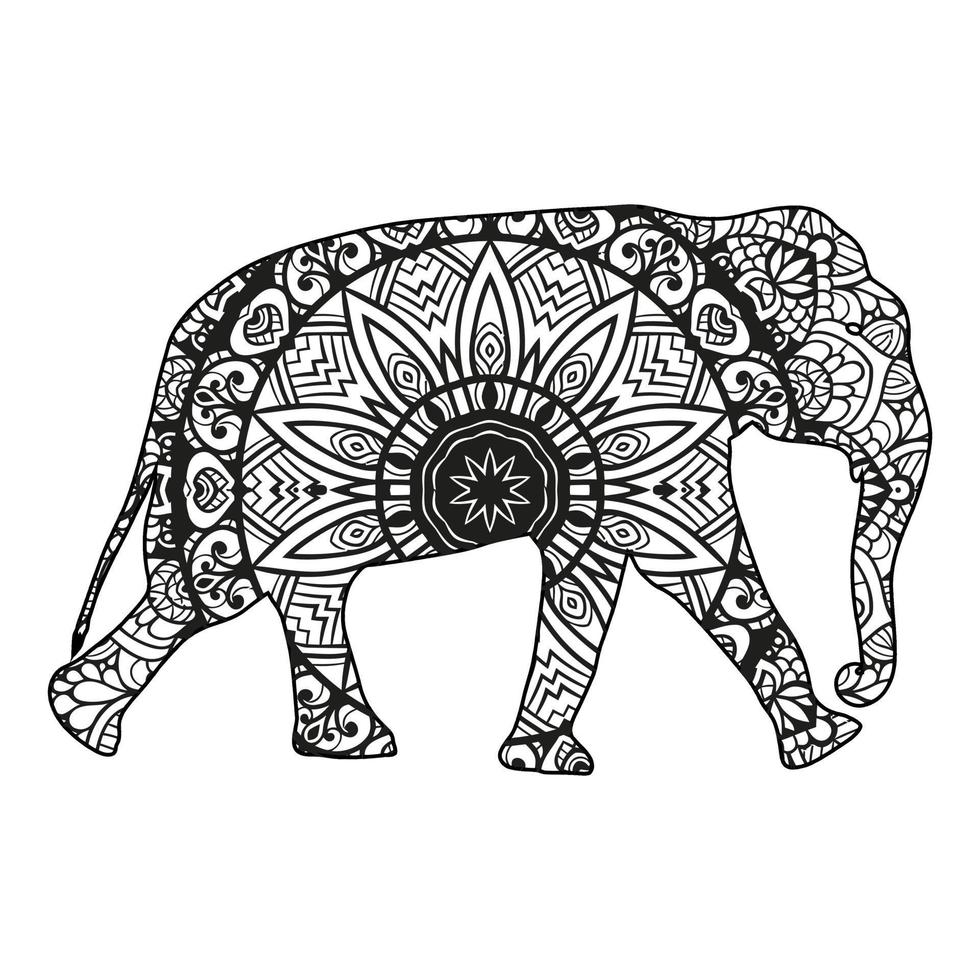 mandala elefant målarbok vektor