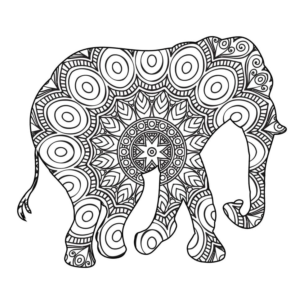 mandala elefant målarbok vektor