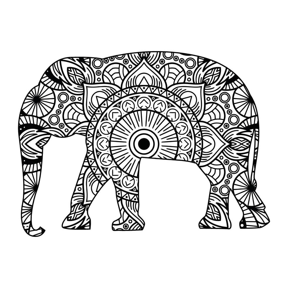 mandala elefant målarbok vektor