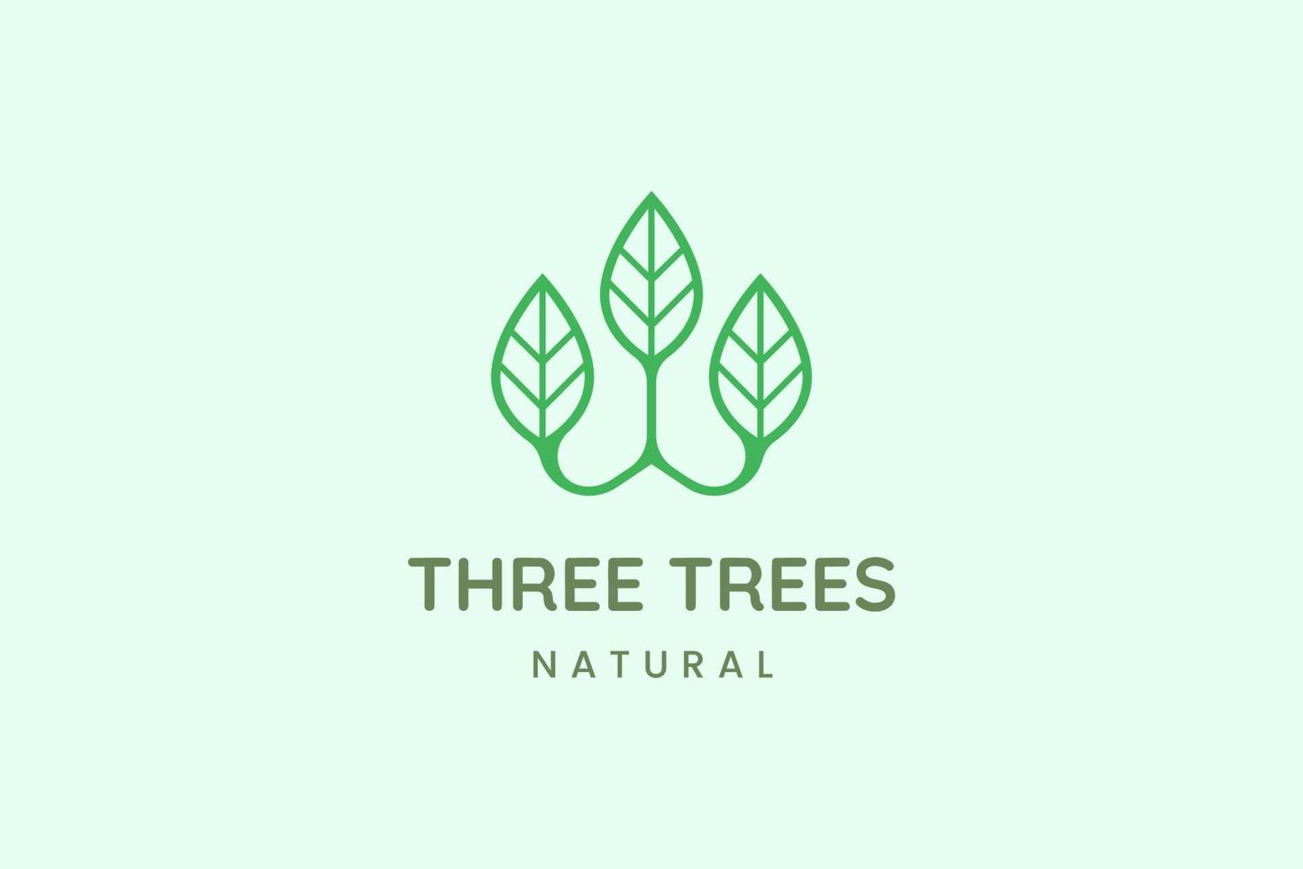 enkel trebladig logotyp för företag som representerar naturen vektor