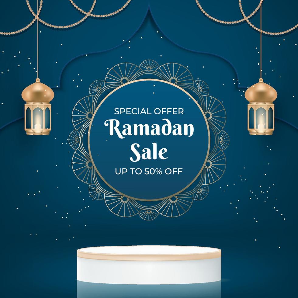 ramadan kareem bakgrund med podiet. ramadan rea banner promotion. vektor