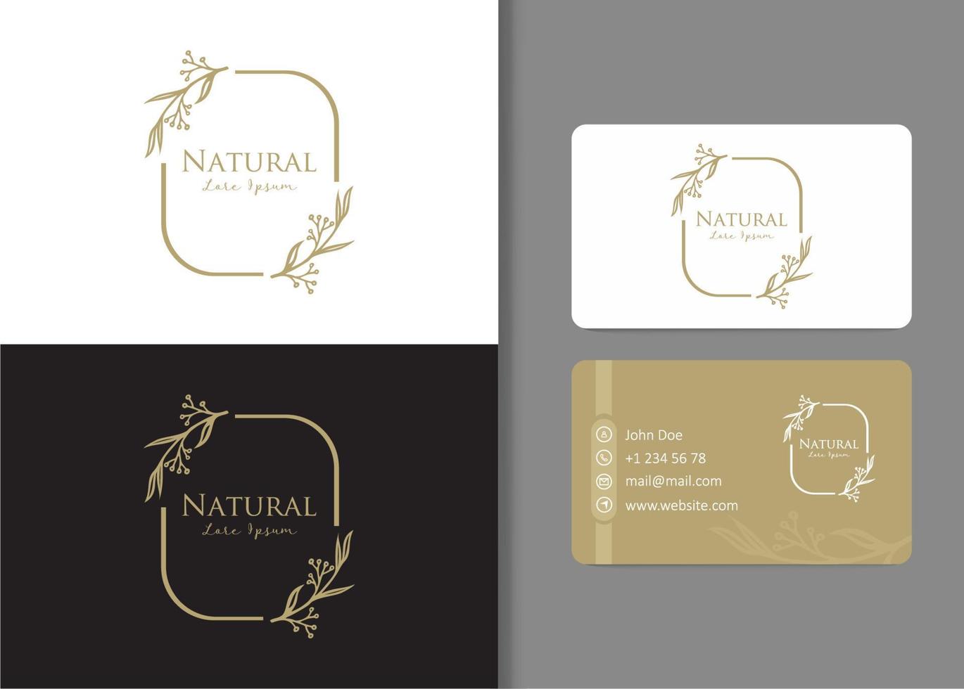 Schönheit natürliches Logo-Design mit Visitenkarte vektor