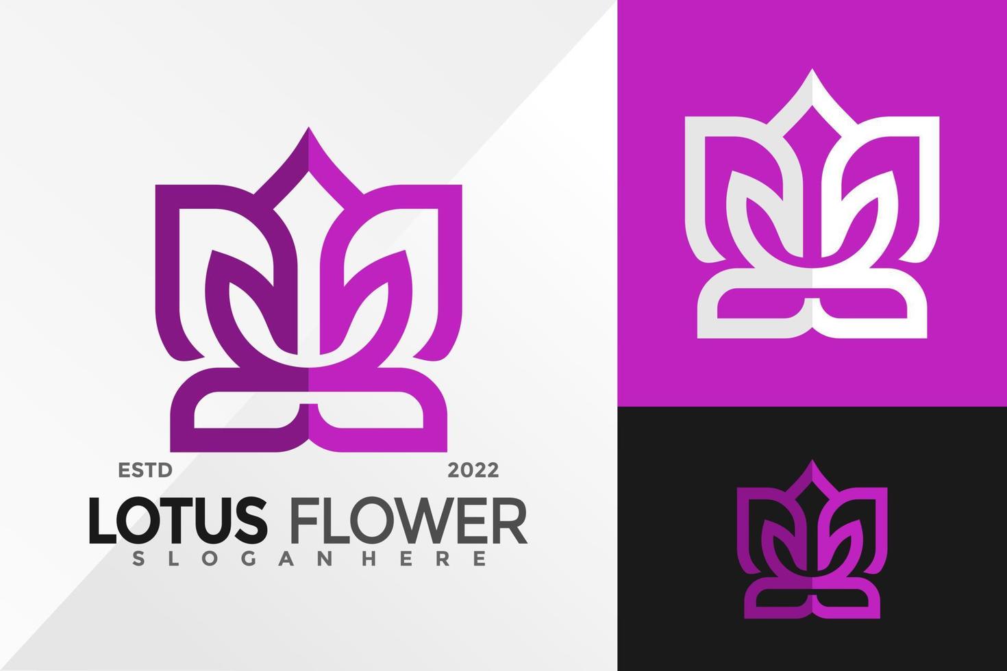 Beauty-Lotus-Blume-Logo-Design-Vektor-Illustration-Vorlage vektor