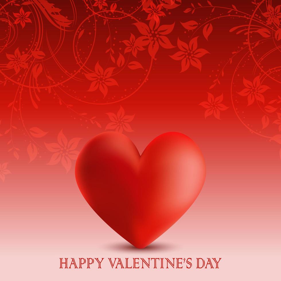 Valentindagbakgrund med blommig design och hjärta vektor