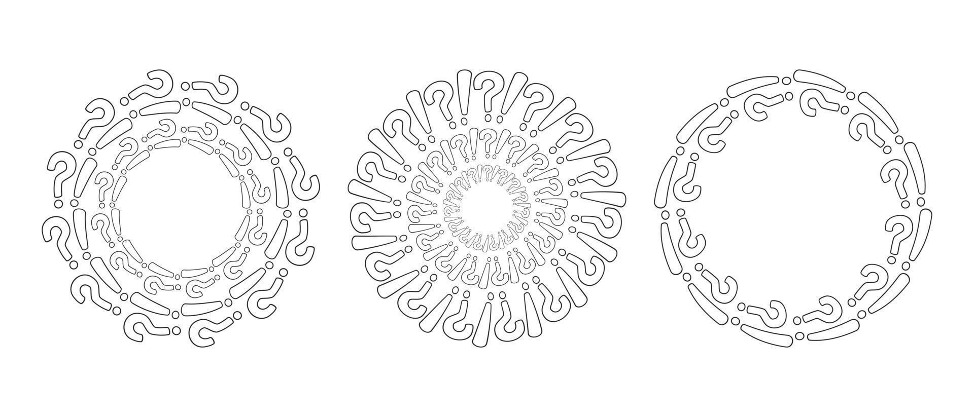 runder rahmen aus fragezeichen und ausrufezeichen. Vektor-Illustration. vektor