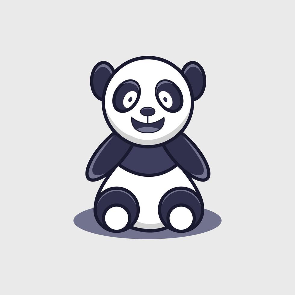 niedliches Logo und Illustrationsdesign des schwarzen Pandas vektor