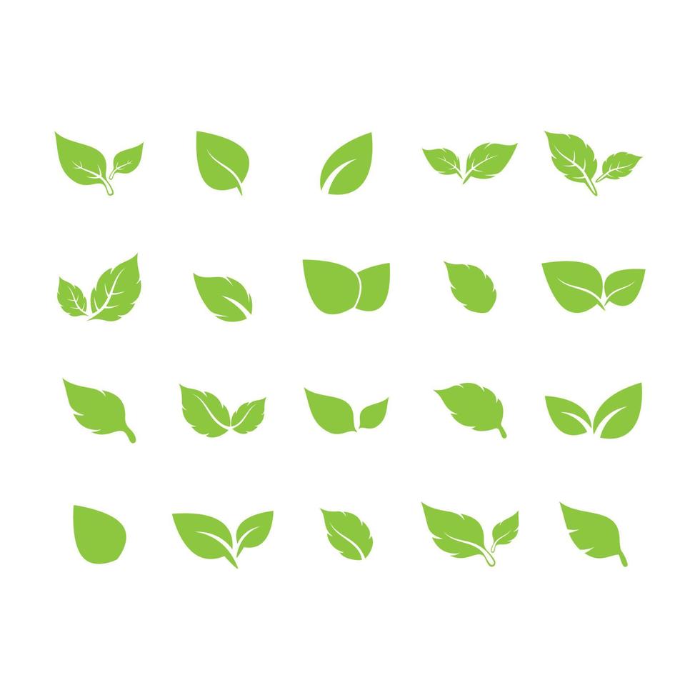 unika gröna blad symbol logotyp vektor komplett samling bunt