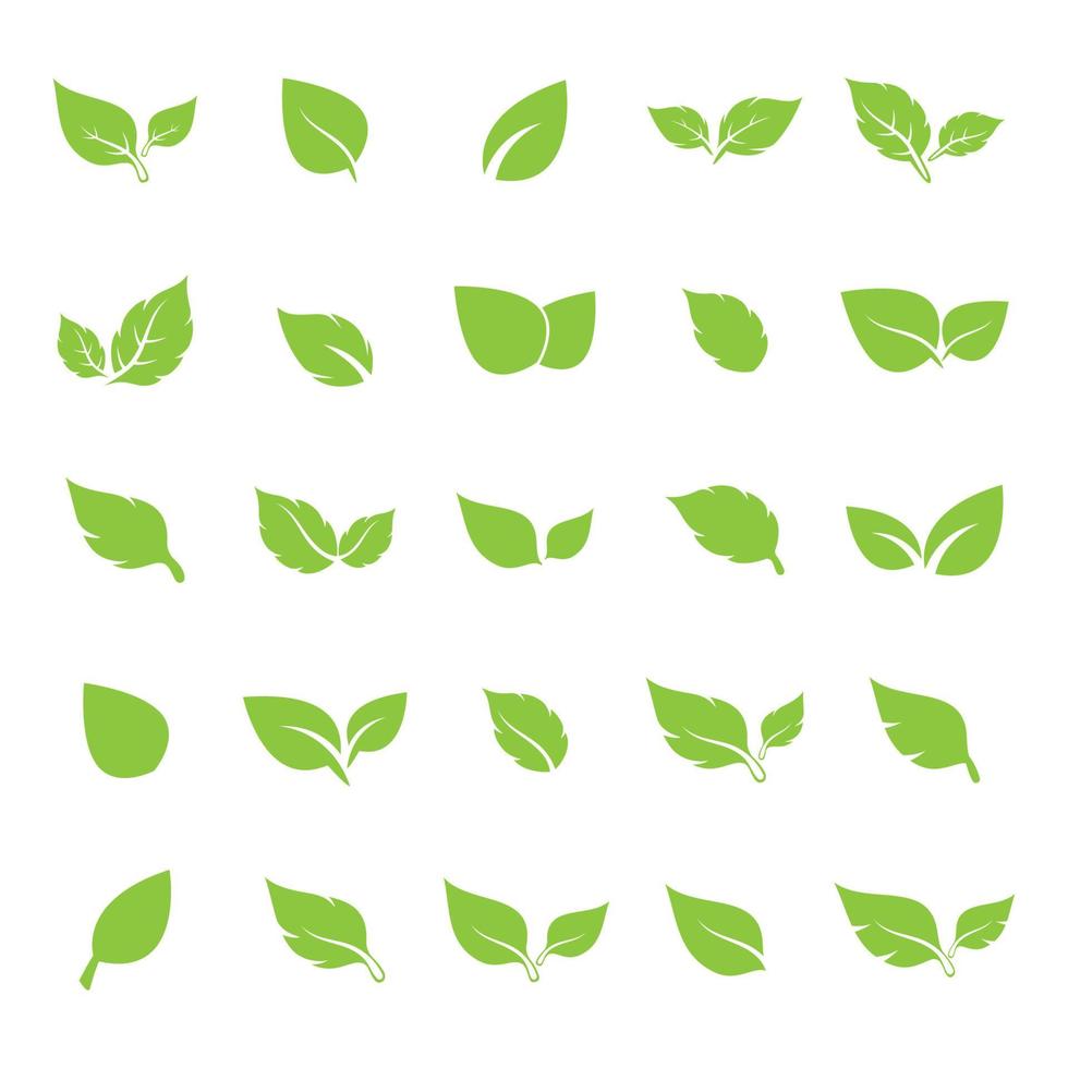 unika gröna blad symbol logotyp vektor komplett samling bunt