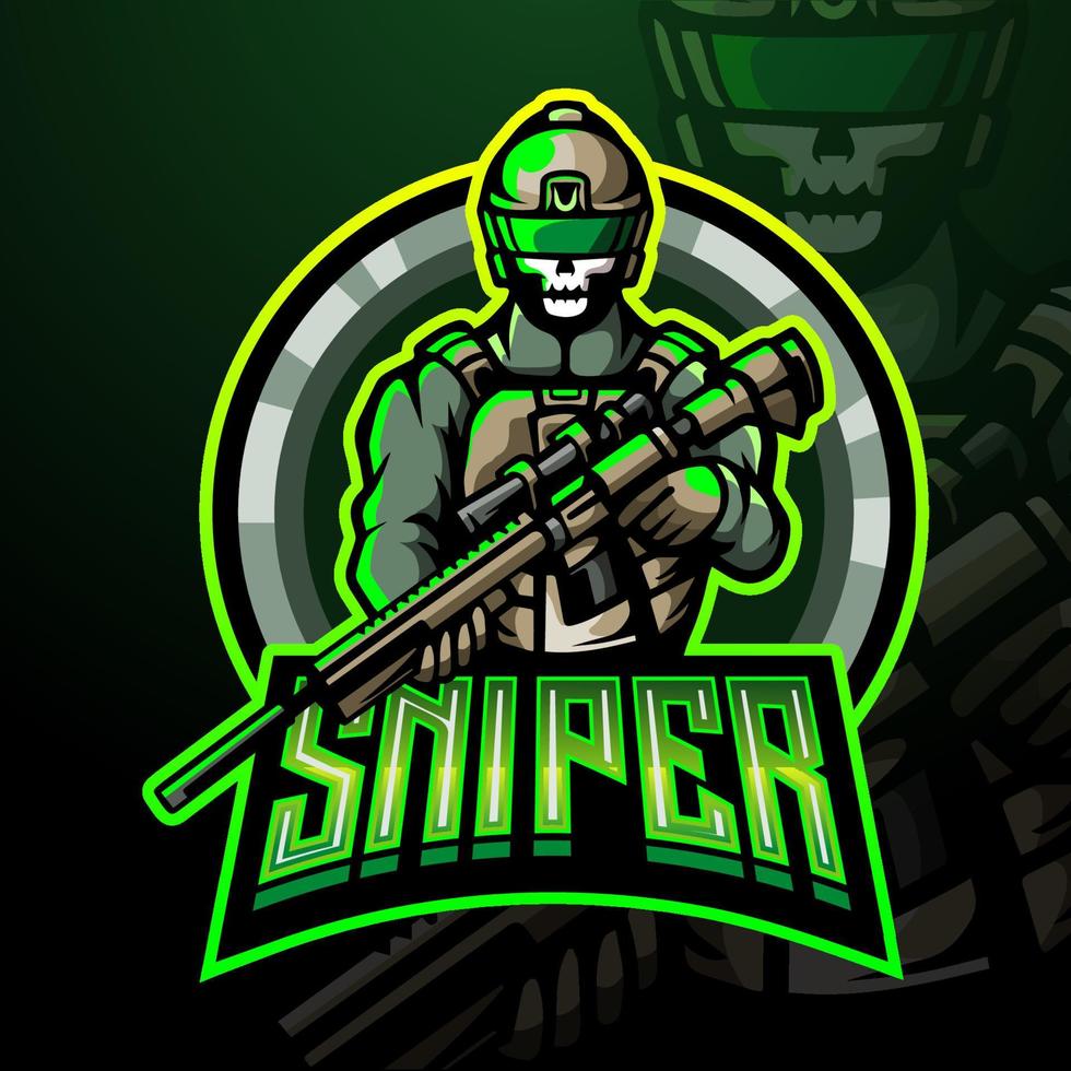 sniper esport logotyp maskot design. vektor