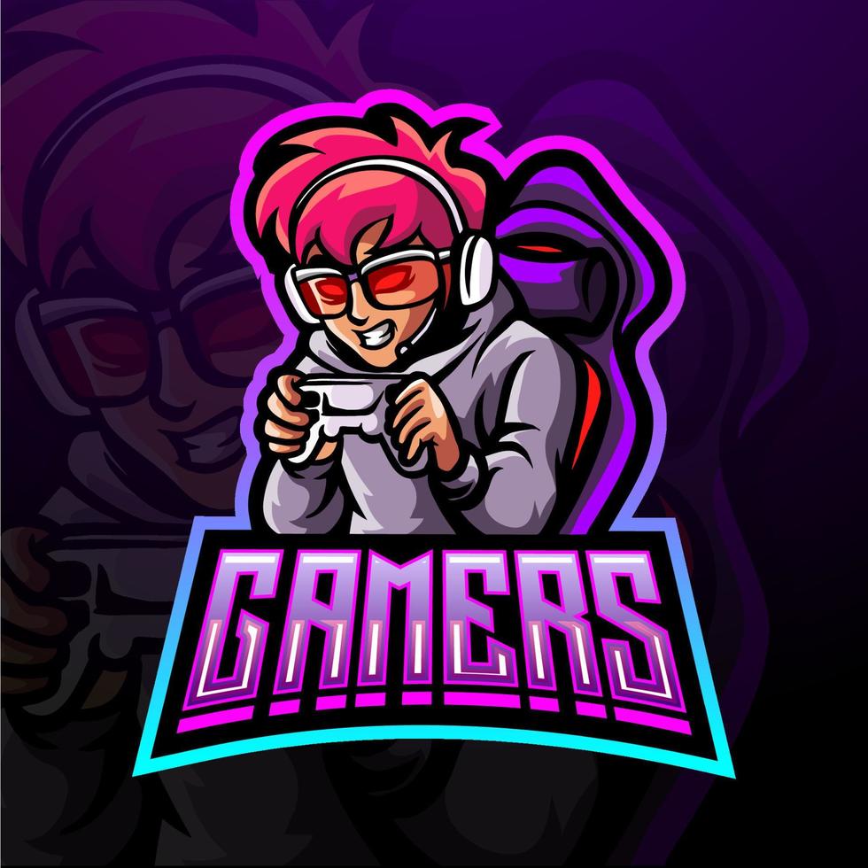 gamer esport logo maskottchen design vektor