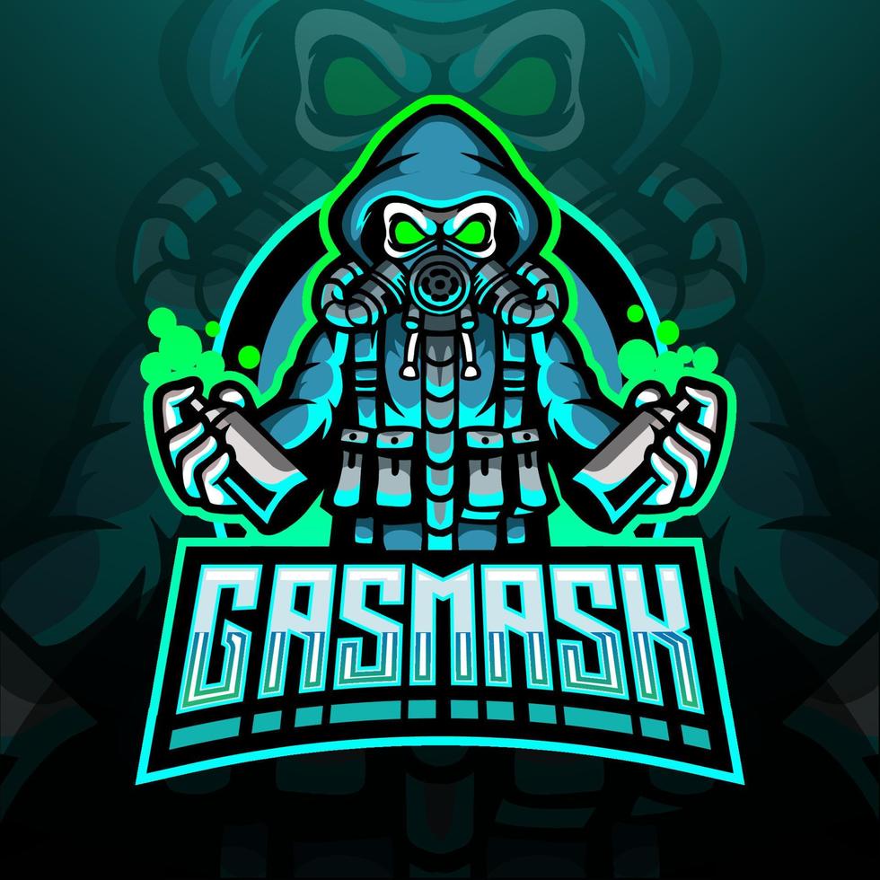 gasmask esport logo maskot design vektor