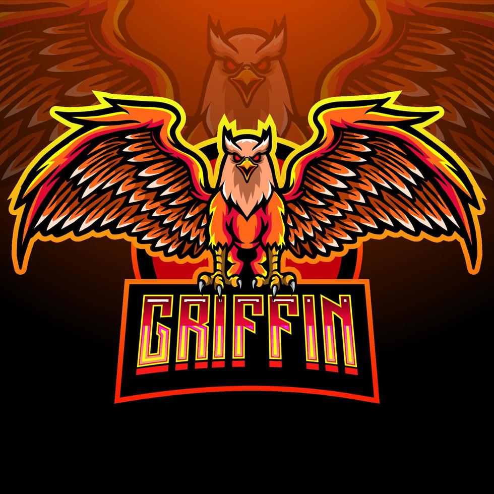 greif vogel esport logo maskottchen design. vektor