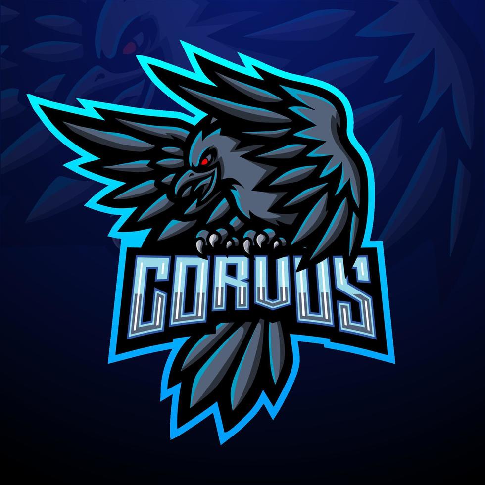 corvus esport logo maskottchen design vektor