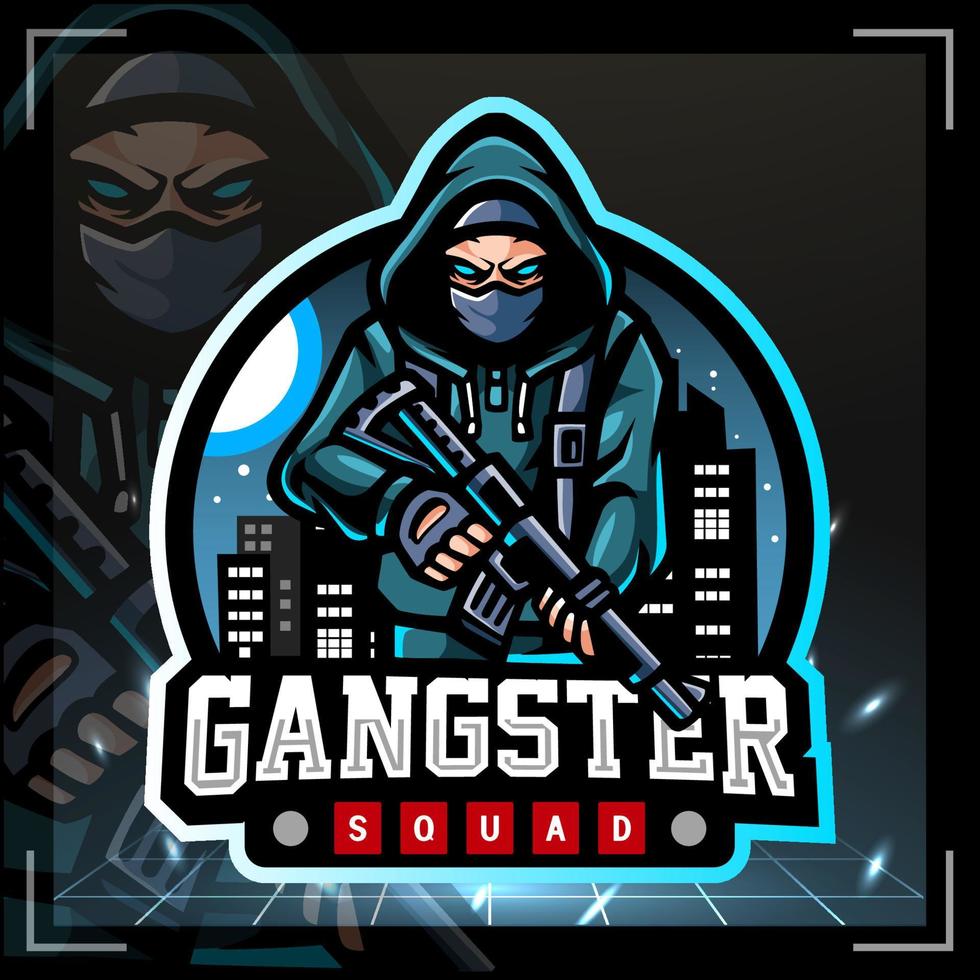 gangster maskot. esport-logotypdesign vektor