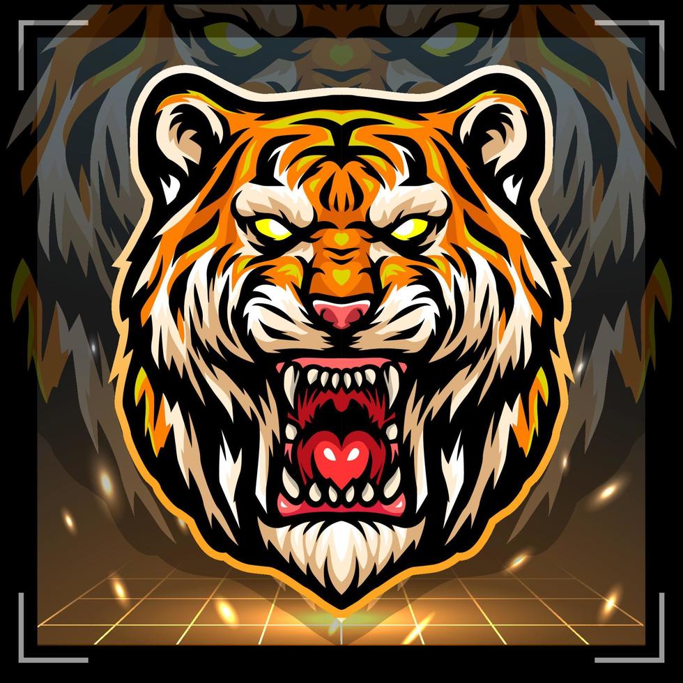 tigerhuvudmaskot. esport-logotypdesign vektor