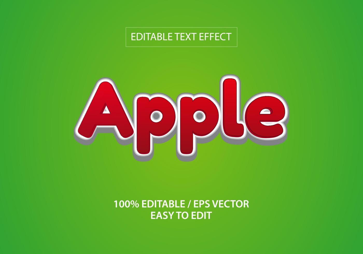 3d apple texteffekt med modern stil vektor