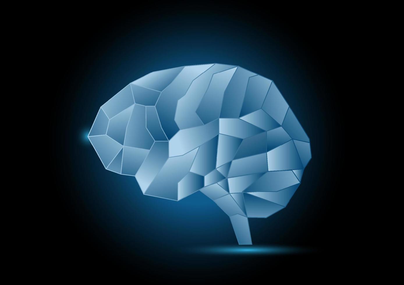 illustration av mänsklig hjärna polygon på svart bakgrund vektor