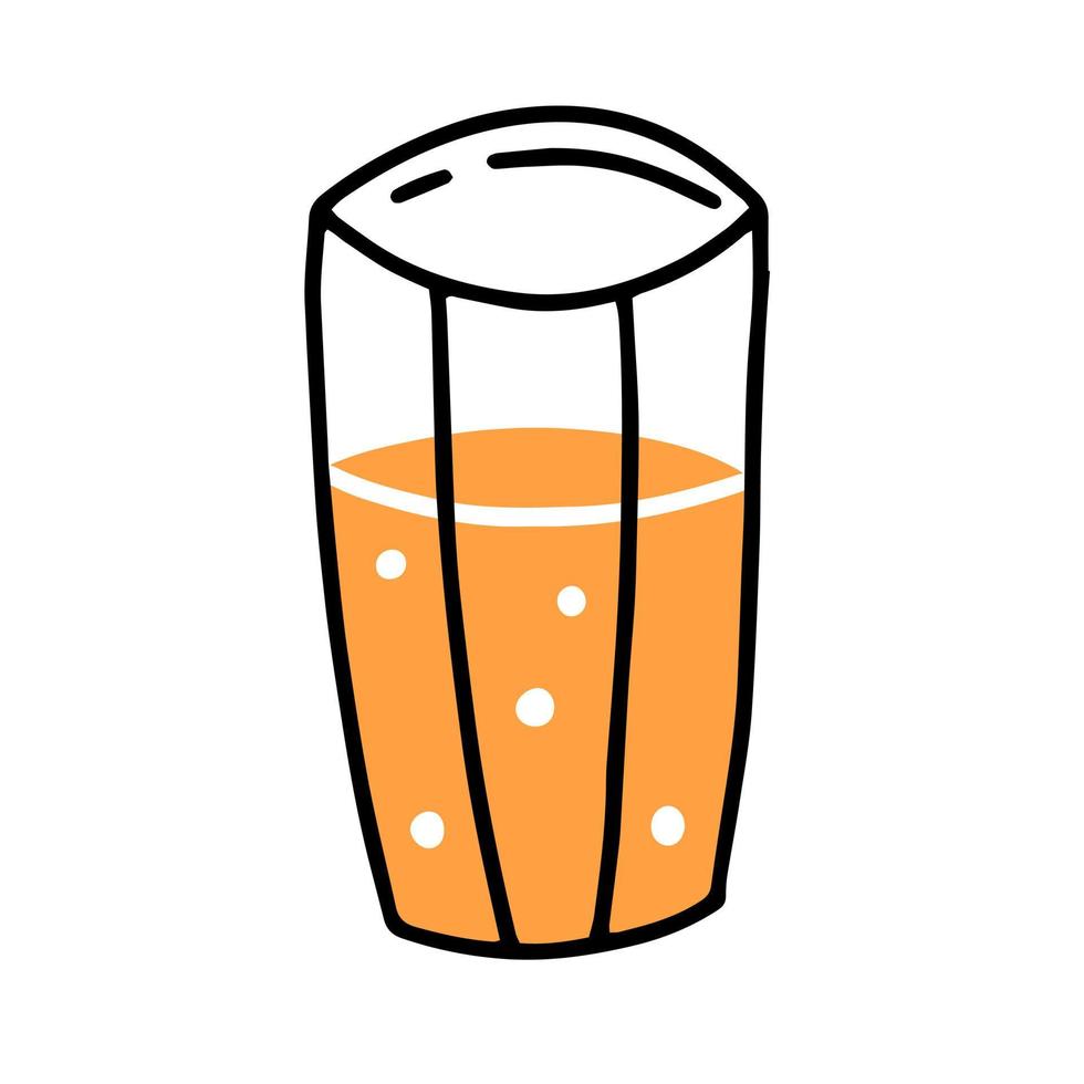 glas med citronvatten eller juice i enkel doodle-stil. vektor illustration isolerad på vit bakgrund.