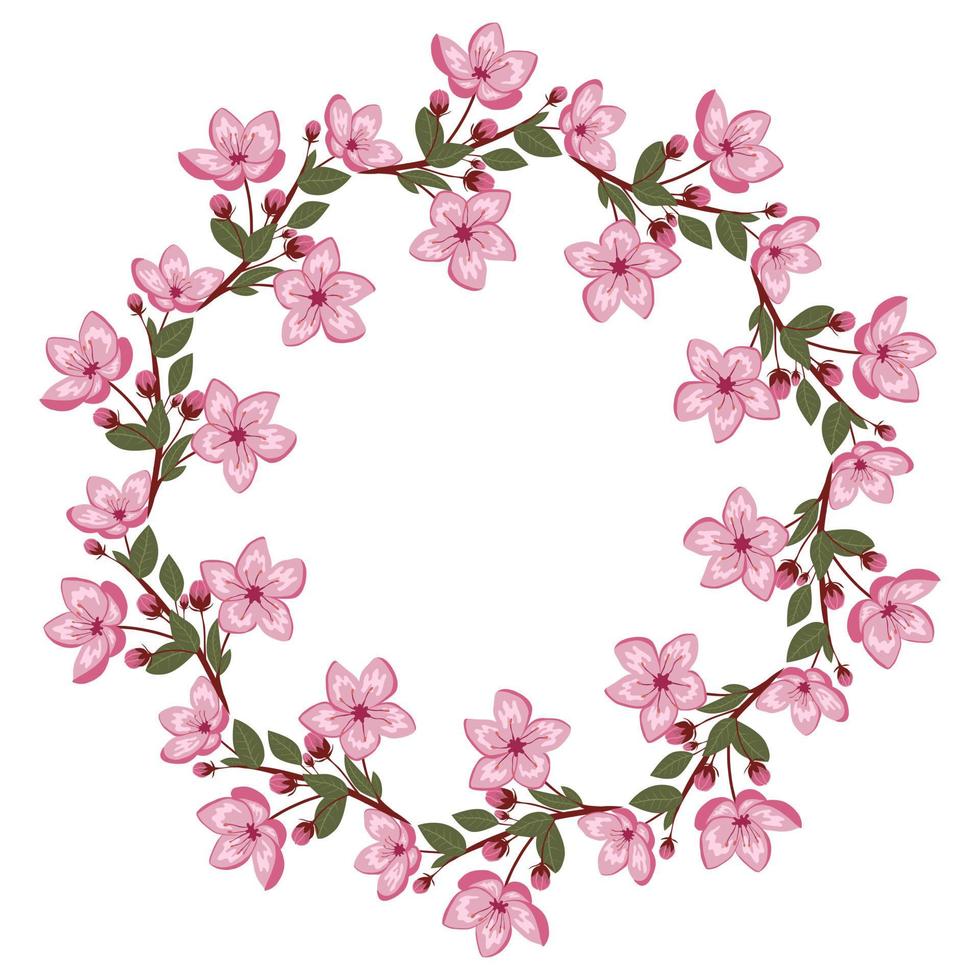 söta våren körsbärsblommor vektor ram illustration