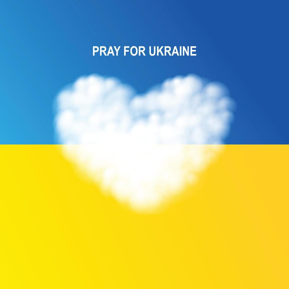 molnhjärta med ukrainas flagga och inskriptionen be för ukraina. ukrainska hjärtuppsättning. rädda Ukraina från Ryssland. vektor illustration.